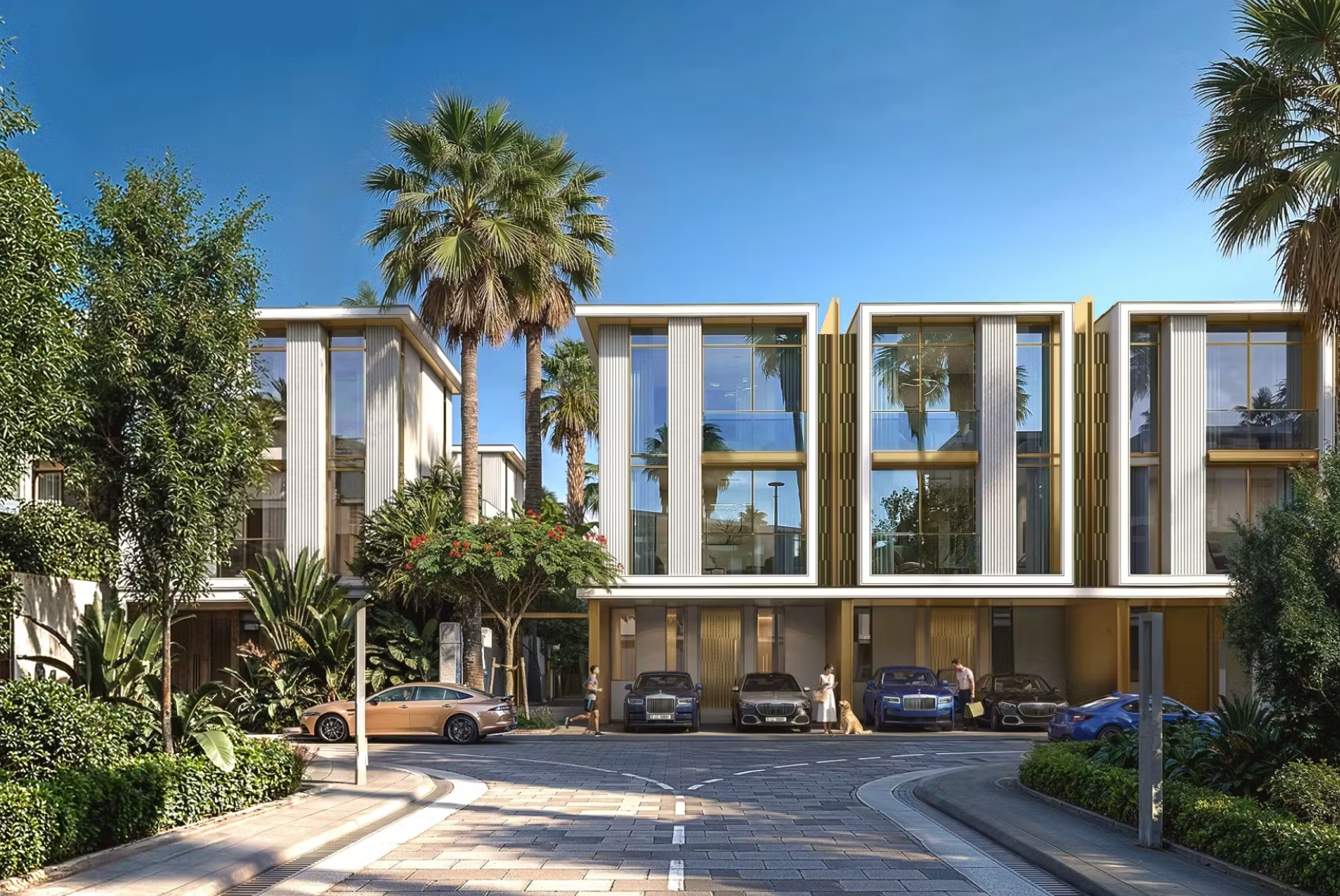 Modern building with cars parked in front on a sunny day