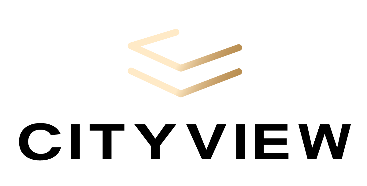 City View logo with a stylized design on a transparent background