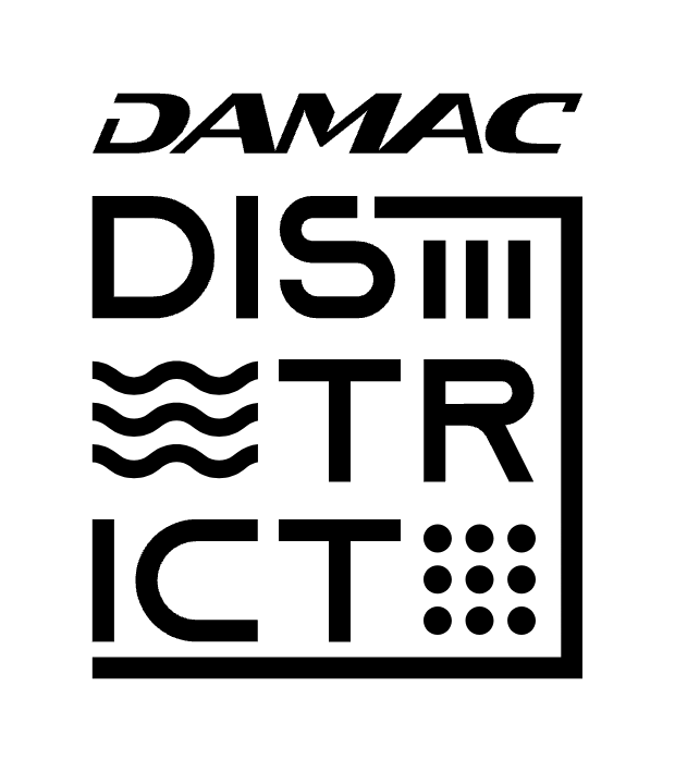 Black logo with 'DAMAC District III' text on a transparent background